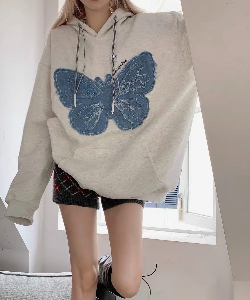 d.i.a. ヘッドイーグル刺繍パーカー ダークグレー
