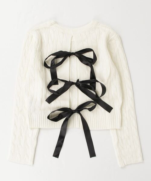 セール】バックリボンケーブルニットトップス（ニット/セーター  