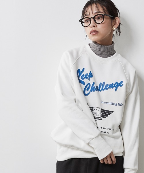 大きいサイズ＞ロゴプリント裏起毛トレーナー シックスタイル  