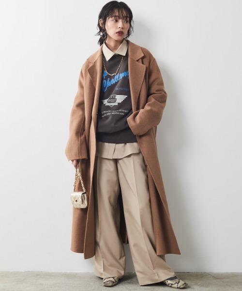 CHIC STYLE(シックスタイル)の「<大きいサイズ>ロゴプリント裏起毛トレーナー シックスタイル(スウェット・レディース・オフホワイト/ブラウン・L/LL/3L/4L/5L)」の10枚目の写真