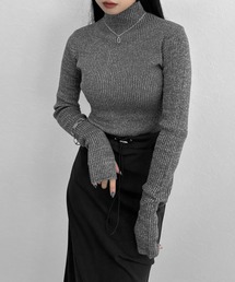 【LVEU.】ラメ糸ハイネックニットプルオーバー / ラメニット ハイネック ブラック ZOZOTOWN限定
