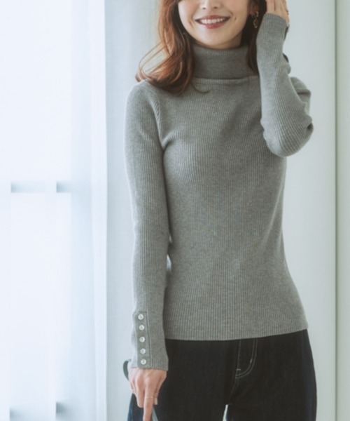 nissen(ニッセン)の「【しっとりもちもち素材】タートルネックニット(ニット/セーター・レディース・ラベンダー/オフホワイト/ブラック/ダークオレンジ/ダークグリーン/杢グレー・L/M/S/LL)」の9枚目の写真