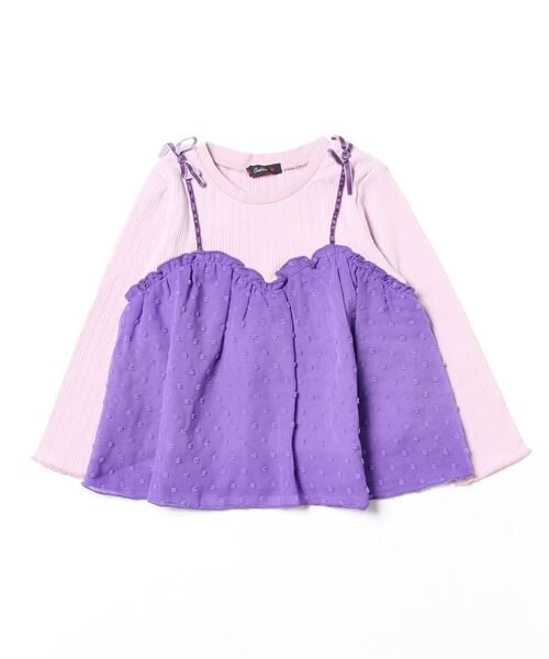 Caldia(カルディア)の「シフォンキャミチュニックTシャツ(Tシャツ/カットソー・キッズ・ラベンダー/スミクロ/オフホワイト・120/100/110/140/130)」の2枚目の写真