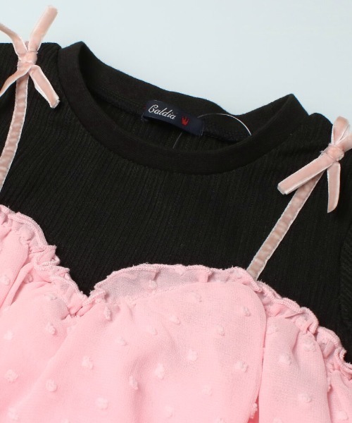 Caldia(カルディア)の「シフォンキャミチュニックTシャツ(Tシャツ/カットソー・キッズ・ラベンダー/スミクロ/オフホワイト・120/100/110/140/130)」の5枚目の写真