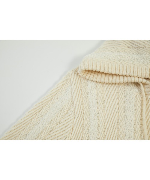 tageechita（タジチタ）の「【tageechita】フード付きフリンジニットワンピース（ワンピース・レディース・オフホワイト/ブラウン・L/M/S）」の14枚目の写真