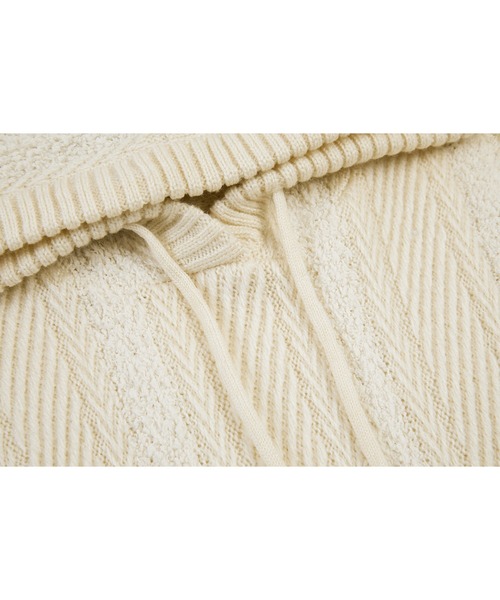 tageechita（タジチタ）の「【tageechita】フード付きフリンジニットワンピース（ワンピース・レディース・オフホワイト/ブラウン・L/M/S）」の13枚目の写真