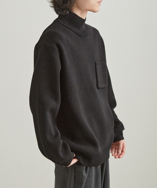 ADAM ET ROPE'（アダムエロペ）の「アンチピリング タートルニット プルオーバー / 毛玉防止（ニット/セーター・メンズ・ブラック/オフホワイト/チャコールグレー/オレンジ・M/L）」の16枚目の写真