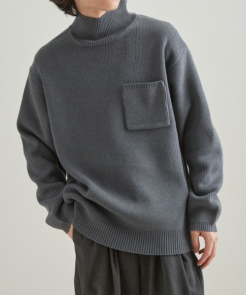 ADAM ET ROPE'（アダムエロペ）の「アンチピリング タートルニット プルオーバー / 毛玉防止（ニット/セーター・メンズ・ブラック/オフホワイト/チャコールグレー/オレンジ・M/L）」の18枚目の写真