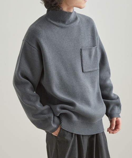 ADAM ET ROPE'（アダムエロペ）の「アンチピリング タートルニット プルオーバー / 毛玉防止（ニット/セーター・メンズ・ブラック/オフホワイト/チャコールグレー/オレンジ・M/L）」の19枚目の写真