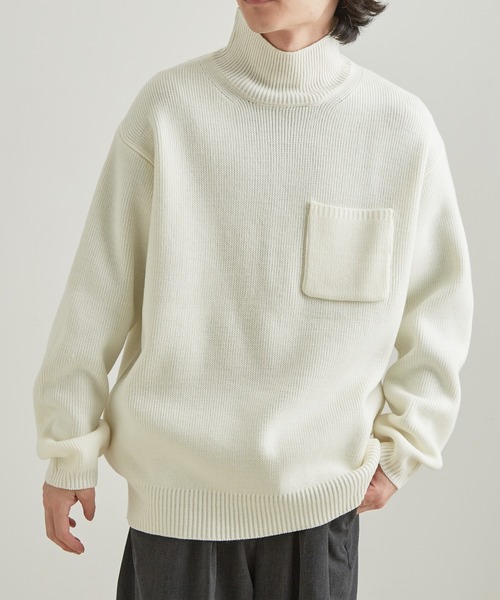 ADAM ET ROPE'（アダムエロペ）の「アンチピリング タートルニット プルオーバー / 毛玉防止（ニット/セーター・メンズ・ブラック/オフホワイト/チャコールグレー/オレンジ・M/L）」の21枚目の写真