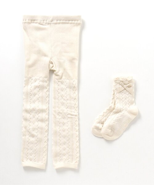 apres les cours（アプレレクール）の「お花ケーブルソックス&レギンスセット（タイツ/ストッキング・キッズ・アイボリー/チャコール/ピンク・110/140/90/100/120）」の16枚目の写真