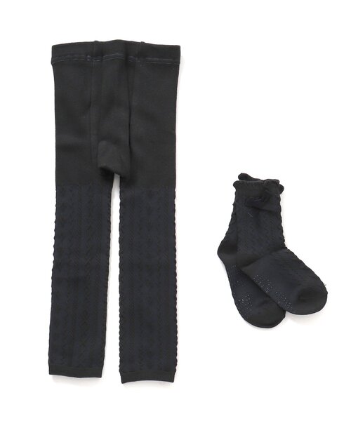 apres les cours（アプレレクール）の「お花ケーブルソックス&レギンスセット（タイツ/ストッキング・キッズ・アイボリー/チャコール/ピンク・110/140/90/100/120）」の17枚目の写真