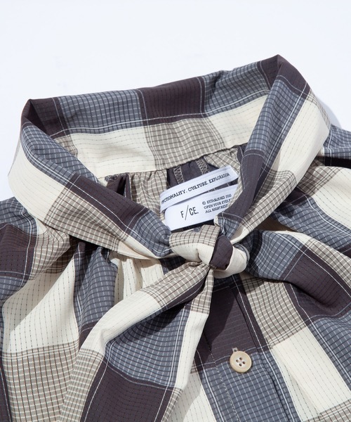 F/CE. （エフシーイー）の「F/CE. DOTAIR CHECK SMOCK BLOUSE / エフシーイー ドットエア チェック スモック ブラウス（シャツ/ブラウス・レディース・ブルー/ベージュ・SMALL）」の13枚目の写真