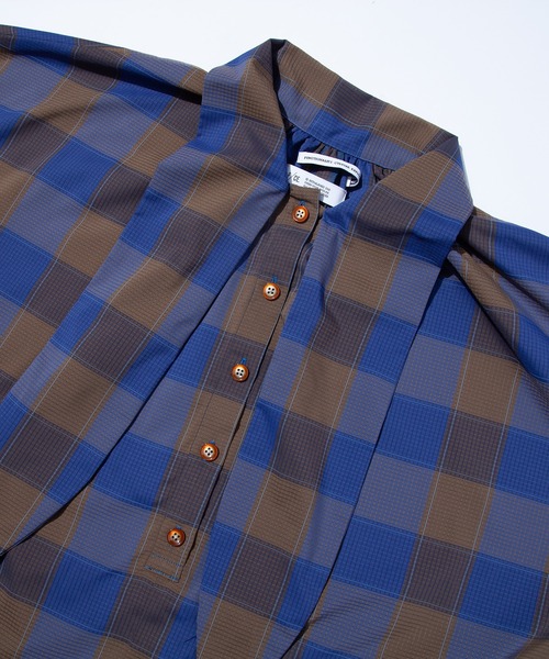 F/CE. （エフシーイー）の「F/CE. DOTAIR CHECK SMOCK BLOUSE / エフシーイー ドットエア チェック スモック ブラウス（シャツ/ブラウス・レディース・ブルー/ベージュ・SMALL）」の5枚目の写真