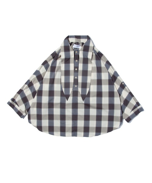 F/CE. （エフシーイー）の「F/CE. DOTAIR CHECK SMOCK BLOUSE / エフシーイー ドットエア チェック スモック ブラウス（シャツ/ブラウス・レディース・ブルー/ベージュ・SMALL）」の14枚目の写真