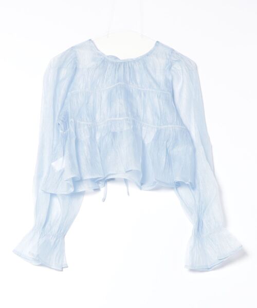 LAC-VERT(ラック・ヴェール)の「【2WAY】オーガンジーシアーシャーリングリボンブラウス(シャツ/ブラウス・レディース・グレイッシュベージュ/ブラック/ピンク/ブルー/オフホワイト・FREE)」の9枚目の写真