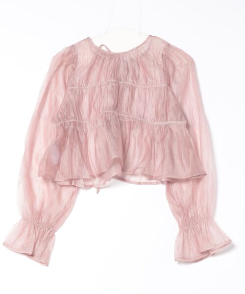 LAC-VERT(ラック・ヴェール)の「【2WAY】オーガンジーシアーシャーリングリボンブラウス(シャツ/ブラウス・レディース・グレイッシュベージュ/ブラック/ピンク/ブルー/オフホワイト・FREE)」の10枚目の写真
