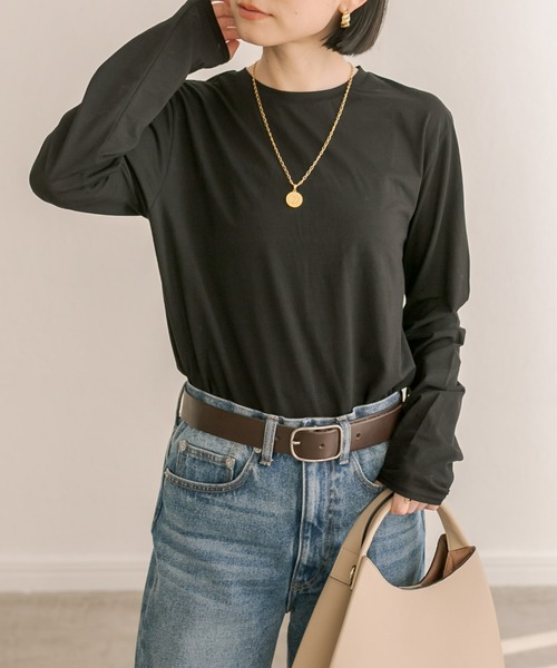 RIVE DROITE(リヴドロワ)の「セミシアーロンT(Tシャツ/カットソー・レディース・ベージュ/ブラック/ホワイト・FREE)」の1枚目の写真