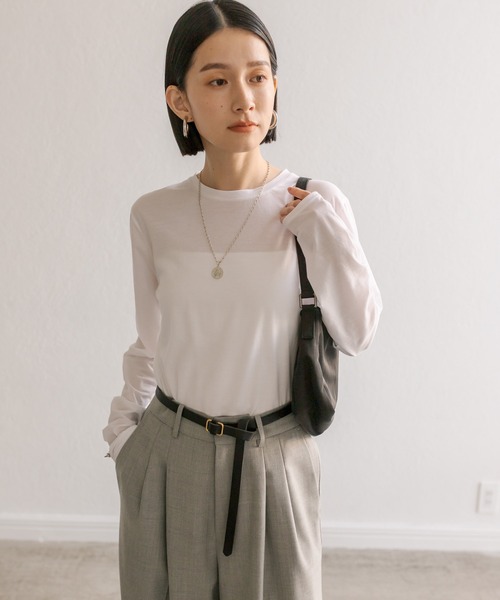 RIVE DROITE(リヴドロワ)の「セミシアーロンT(Tシャツ/カットソー・レディース・ベージュ/ブラック/ホワイト・FREE)」の8枚目の写真