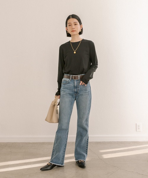 RIVE DROITE(リヴドロワ)の「セミシアーロンT(Tシャツ/カットソー・レディース・ベージュ/ブラック/ホワイト・FREE)」の21枚目の写真