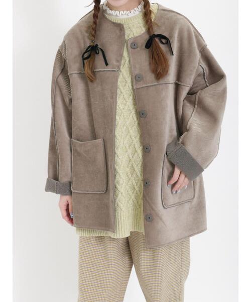 Samansa Mos2(サマンサ モスモス)の「リバーシブルボンディングミドル丈コート(その他アウター・レディース・モカ/チャコールグレー/オフホワイト・F)」の3枚目の写真