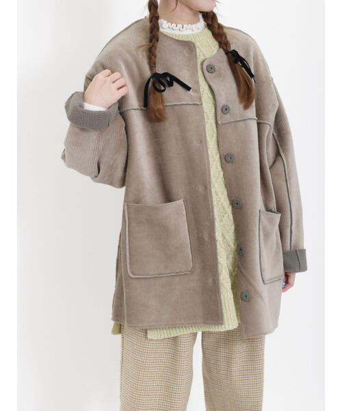 Samansa Mos2(サマンサ モスモス)の「リバーシブルボンディングミドル丈コート(その他アウター・レディース・モカ/チャコールグレー/オフホワイト・F)」の5枚目の写真