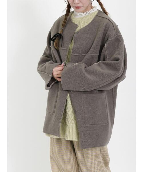 Samansa Mos2(サマンサ モスモス)の「リバーシブルボンディングミドル丈コート(その他アウター・レディース・モカ/チャコールグレー/オフホワイト・F)」の8枚目の写真