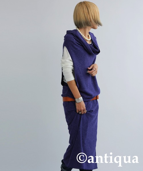 antiqua（アンティカ）の「変形4wayロングスヌード（ネックウォーマー/スヌード・レディース・ブラック/グリーン/ブルー/パープル/ブルーグリーン・FREE）」の19枚目の写真