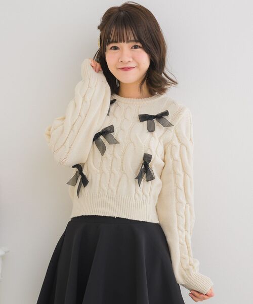 ems excite（エムズエキサイト）の「オーガンジーリボンNTPO（ニット/セーター・レディース・ピンク/ブルー/ナチュラル・FREE）」の14枚目の写真