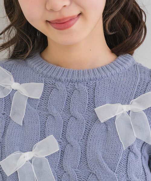 ems excite（エムズエキサイト）の「オーガンジーリボンNTPO（ニット/セーター・レディース・ピンク/ブルー/ナチュラル・FREE）」の5枚目の写真