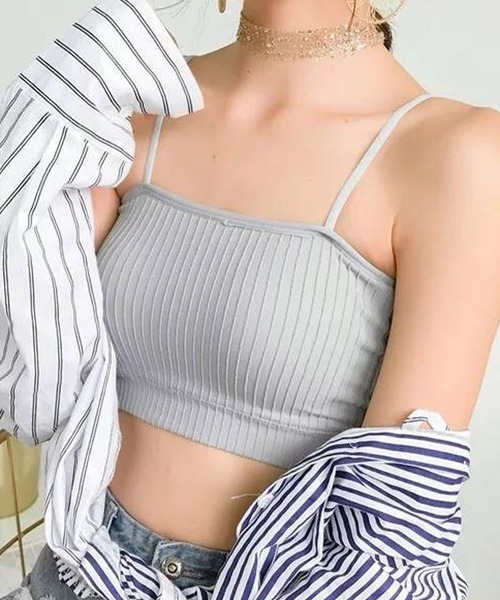 Lace Ladies（レースレディース）の「ベーシック カラー リブ ノンワイヤー ブラトップ（チューブトップ・レディース・ピンク/ホワイト/グレー/ブラック・FREE）」の4枚目の写真