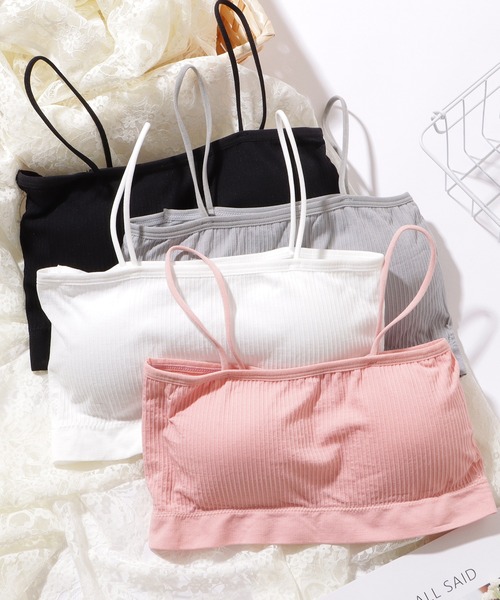 Lace Ladies（レースレディース）の「ベーシック カラー リブ ノンワイヤー ブラトップ（チューブトップ・レディース・ピンク/ホワイト/グレー/ブラック・FREE）」の5枚目の写真