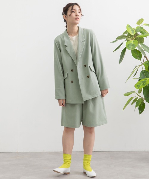 POU DOU DOU（プードゥドゥ）の「ダブルボタンテーラードジャケット（テーラードジャケット・レディース・モカ/ライトブルー/ライトベージュ・3）」の6枚目の写真