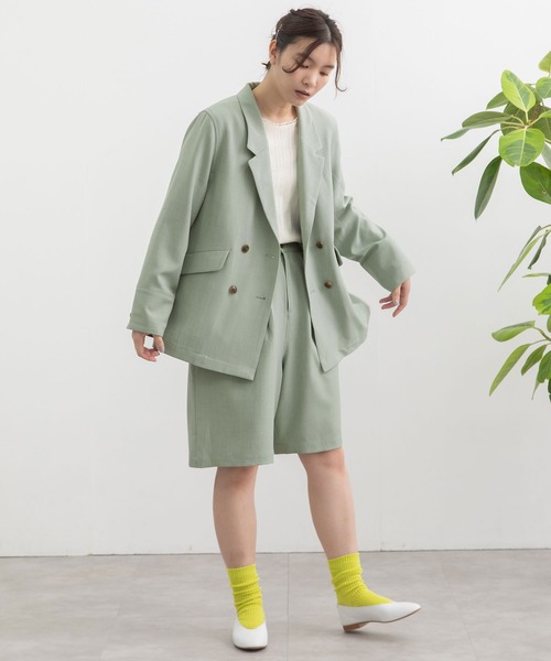 POU DOU DOU（プードゥドゥ）の「ダブルボタンテーラードジャケット（テーラードジャケット・レディース・モカ/ライトブルー/ライトベージュ・3）」の7枚目の写真