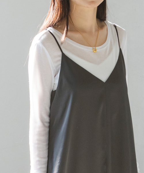 Noble（ノーブル）の「コンフォータブルキャミワンピース（ワンピース・レディース・ベージュ/チャコールグレー・FREE）」の3枚目の写真