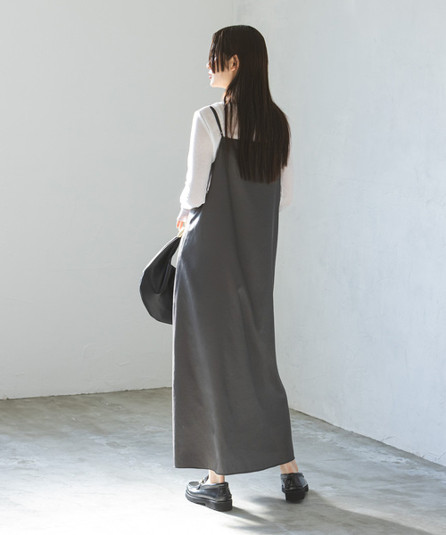 Noble（ノーブル）の「コンフォータブルキャミワンピース（ワンピース・レディース・ベージュ/チャコールグレー・FREE）」の5枚目の写真