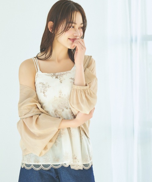 mysty woman(ミスティウーマン)の「フローラル刺繍チュニック 109769(その他トップス・レディース・モカ/ブルー系その他/アイボリー・FREE)」の6枚目の写真