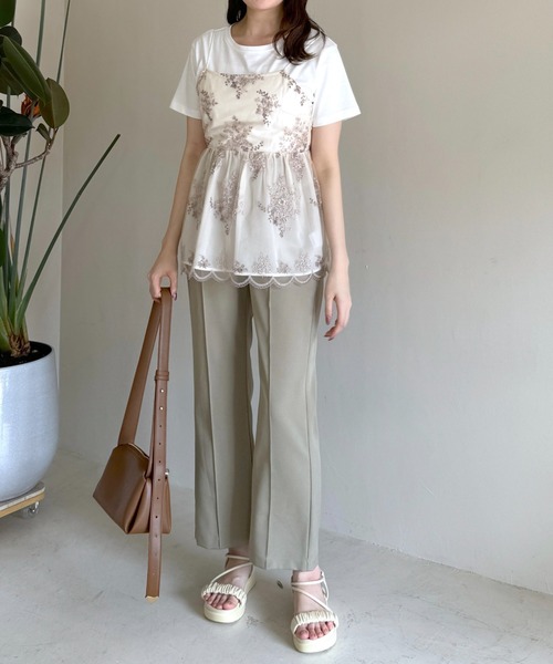 mysty woman(ミスティウーマン)の「フローラル刺繍チュニック 109769(その他トップス・レディース・モカ/ブルー系その他/アイボリー・FREE)」の21枚目の写真