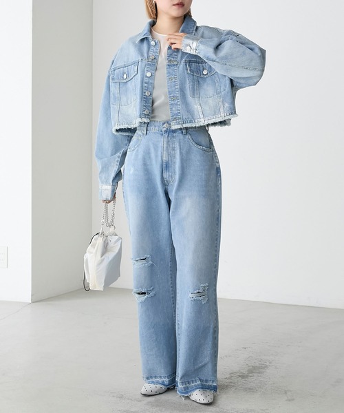 forksy.（フォルクシー）の「【forksy.】ダメージワイドデニム