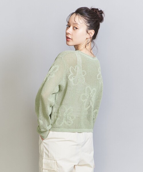 UNITED ARROWS 近年モデル メッシュクルーネックフラワーニット BEAUTY&YOUTH UNITED ARROWS（ビューティーアンドユース