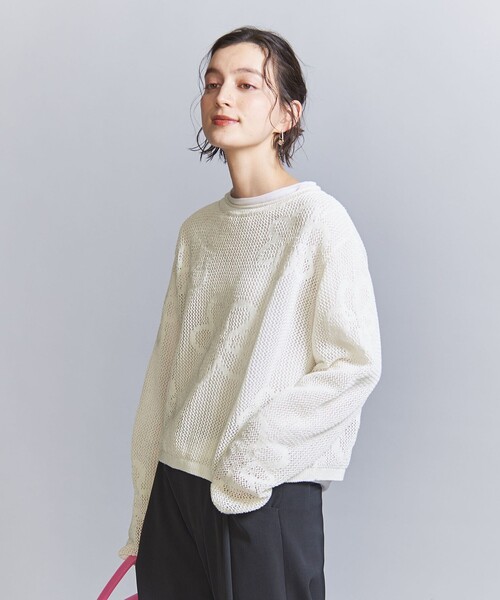 UNITED ARROWS 近年モデル メッシュクルーネックフラワーニット BEAUTY&YOUTH UNITED ARROWS（ビューティーアンドユース