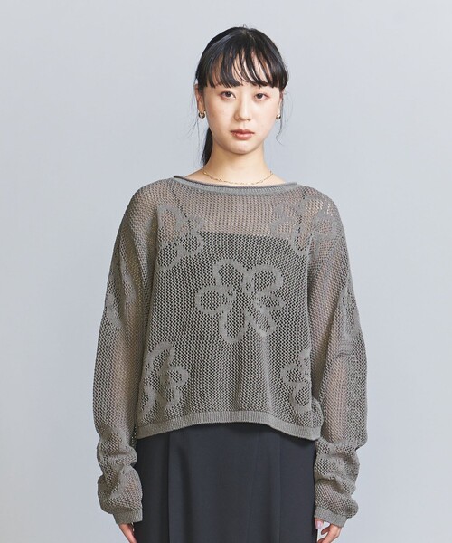 UNITED ARROWS 近年モデル メッシュクルーネックフラワーニット BEAUTY&YOUTH UNITED ARROWS（ビューティーアンドユース