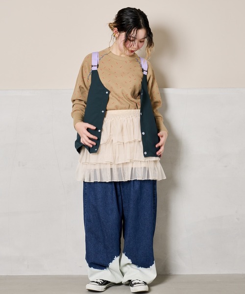 CALMIA(カルミア)の「チュールボリュームスカート/おとな(スカート・レディース・オフホワイト/ブラック・160cm)」の4枚目の写真