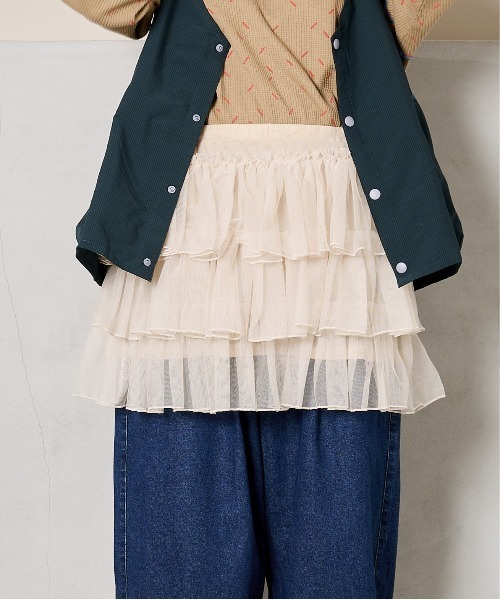 CALMIA(カルミア)の「チュールボリュームスカート/おとな(スカート・レディース・オフホワイト/ブラック・160cm)」の3枚目の写真