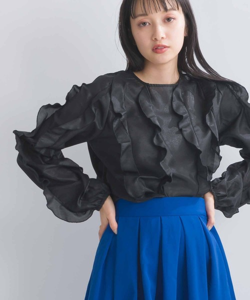 PICCIN（ピッチン）の「フリルシアーブラウス（シャツ/ブラウス・レディース・オフホワイト/ブラック/ラベンダー・M）」の15枚目の写真