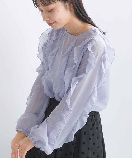 PICCIN（ピッチン）の「フリルシアーブラウス（シャツ/ブラウス・レディース・オフホワイト/ブラック/ラベンダー・M）」の4枚目の写真