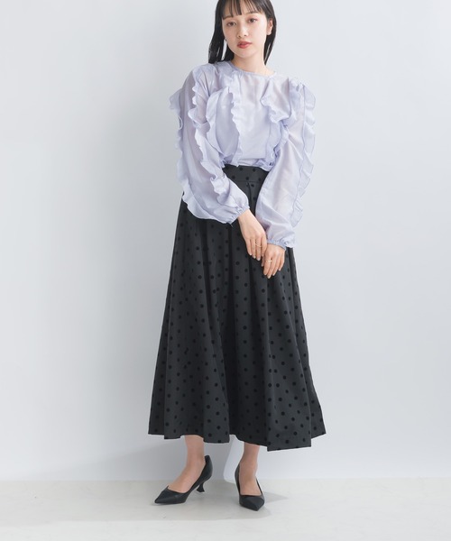 PICCIN（ピッチン）の「フリルシアーブラウス（シャツ/ブラウス・レディース・オフホワイト/ブラック/ラベンダー・M）」の6枚目の写真