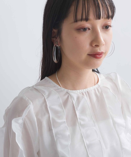 PICCIN（ピッチン）の「フリルシアーブラウス（シャツ/ブラウス・レディース・オフホワイト/ブラック/ラベンダー・M）」の8枚目の写真