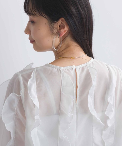 PICCIN（ピッチン）の「フリルシアーブラウス（シャツ/ブラウス・レディース・オフホワイト/ブラック/ラベンダー・M）」の10枚目の写真