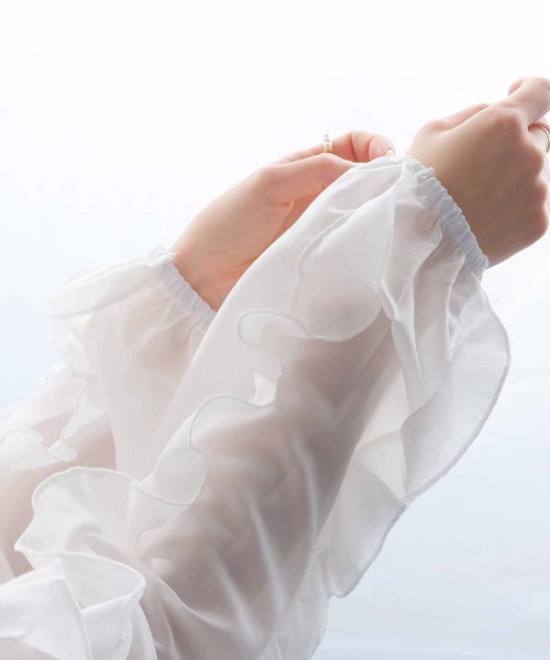 PICCIN（ピッチン）の「フリルシアーブラウス（シャツ/ブラウス・レディース・オフホワイト/ブラック/ラベンダー・M）」の11枚目の写真